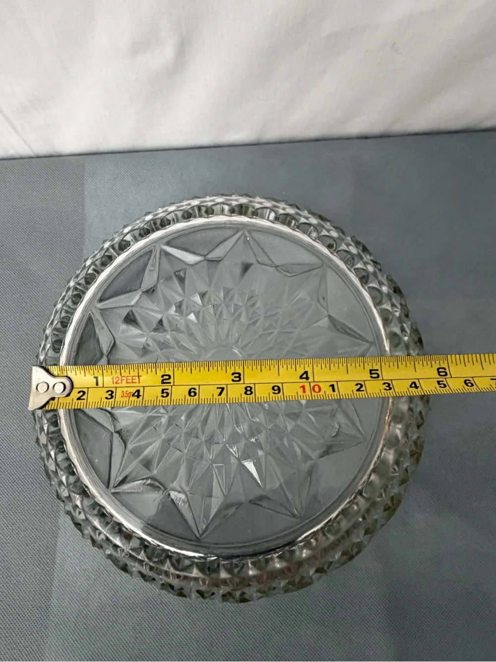 Crystal Glass Bowl with Silver Rim Cut Glass Vintage (F244)